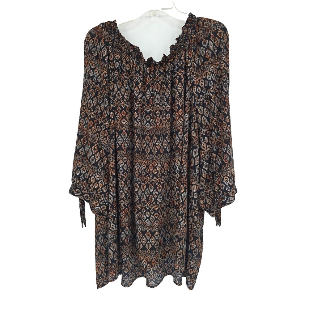 CATHERINES Size 4X Womens Tunic Top Geometric Print Blouse